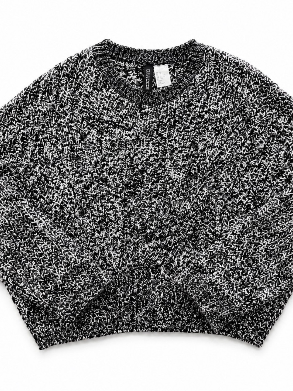 H&M Black and White Marled Crewneck Sweater